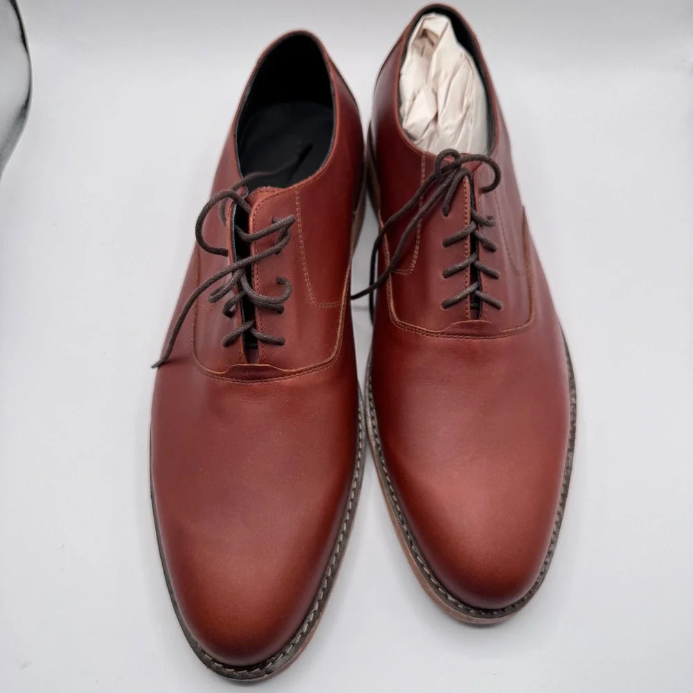 Nisolo Oxford Loafers Leather Dress Shoes Brandy Red Men's 13 Lace Up New in Box